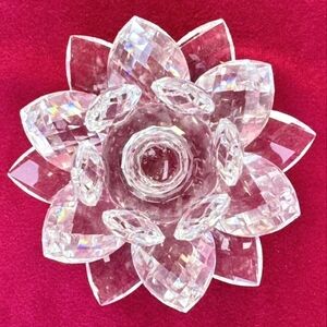 Swarovski Crystal Large 5" Waterlily Lotus Candleholder Retired